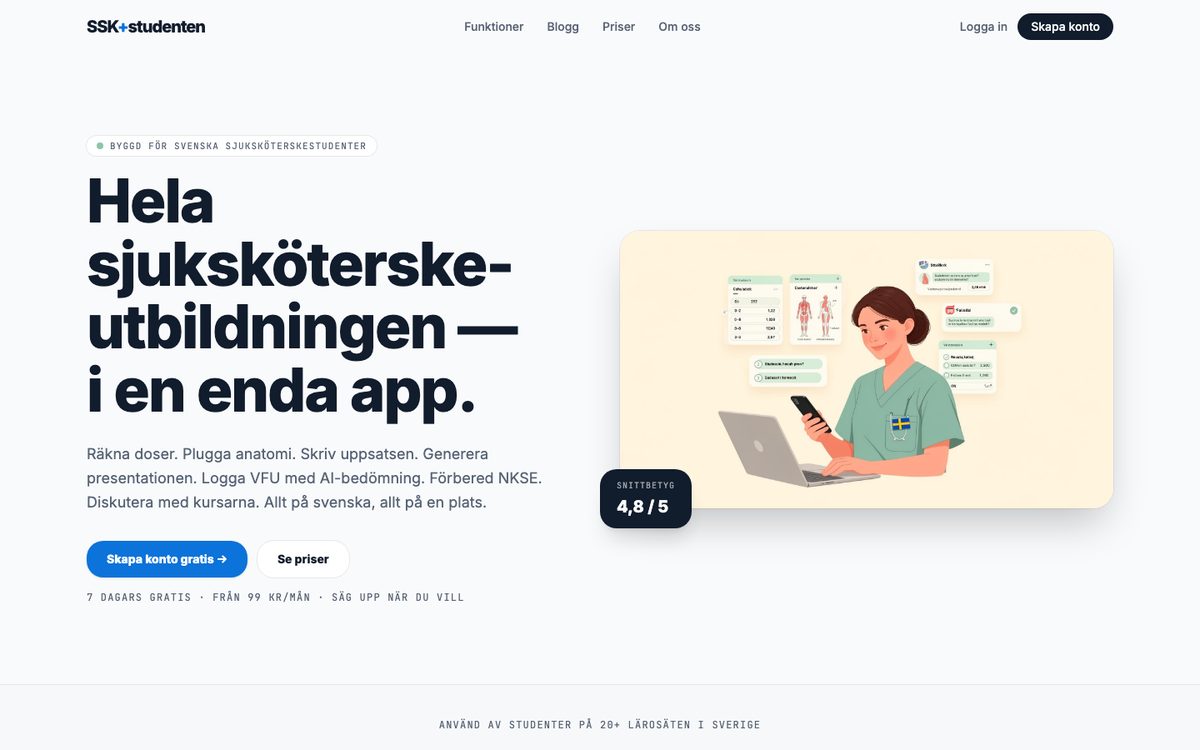 Skärmdump av SSKstudenten